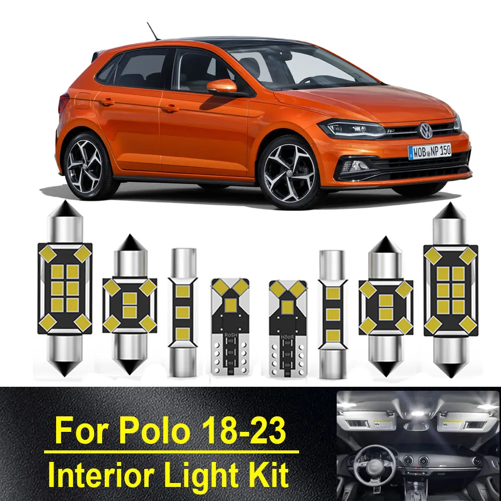 

10Pcs Canbus LED Interior Light Bulb Kit For Volkswagen VW Polo MK6 VI AW1 BZ1 2018 2019 2020 2021 2022 2023 Accessories