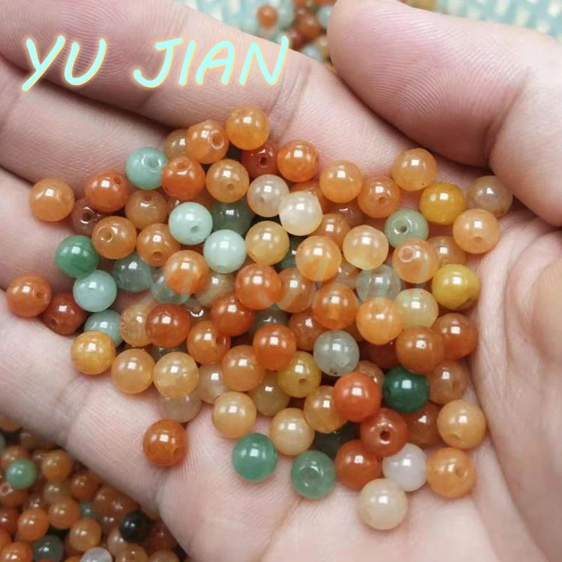 

Новые бусины из натурального нефрита Dongling-Jade, свободные бусины, браслет, ожерелье, красочная прокладка, круглые бусины ручной работы, ювелирные аксессуары