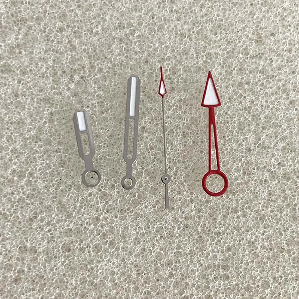 Green Luminous Skeleton Silver Red Watch Hands Baton+Arrow 4-Hands Watch Accessories for Japan NH35/34/36/4R/7S/NH70 Movement