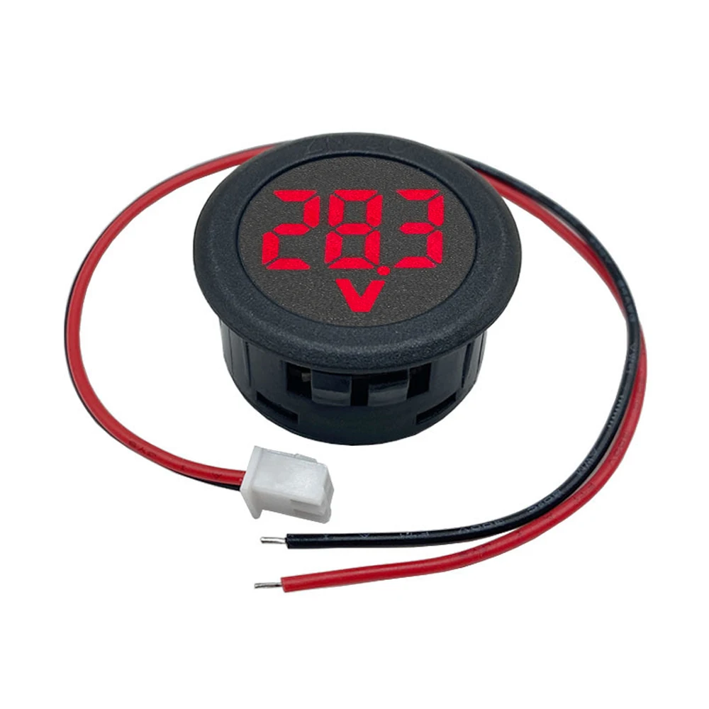 DC 4-100V Tampilan Digital LED Dua Kawat Voltmeter DC Digital Bulat Meteran Arus Tegangan Mobil Monitor Penguji Detektor Volt