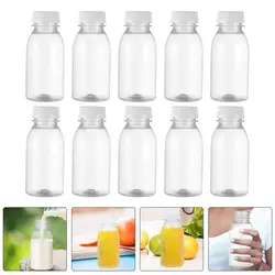 10Pcs Small Beverage Bottle Plastic Travel Empty Bottles Reusable Clear Household Juice Bottles Milk Bottles Milk Accessory