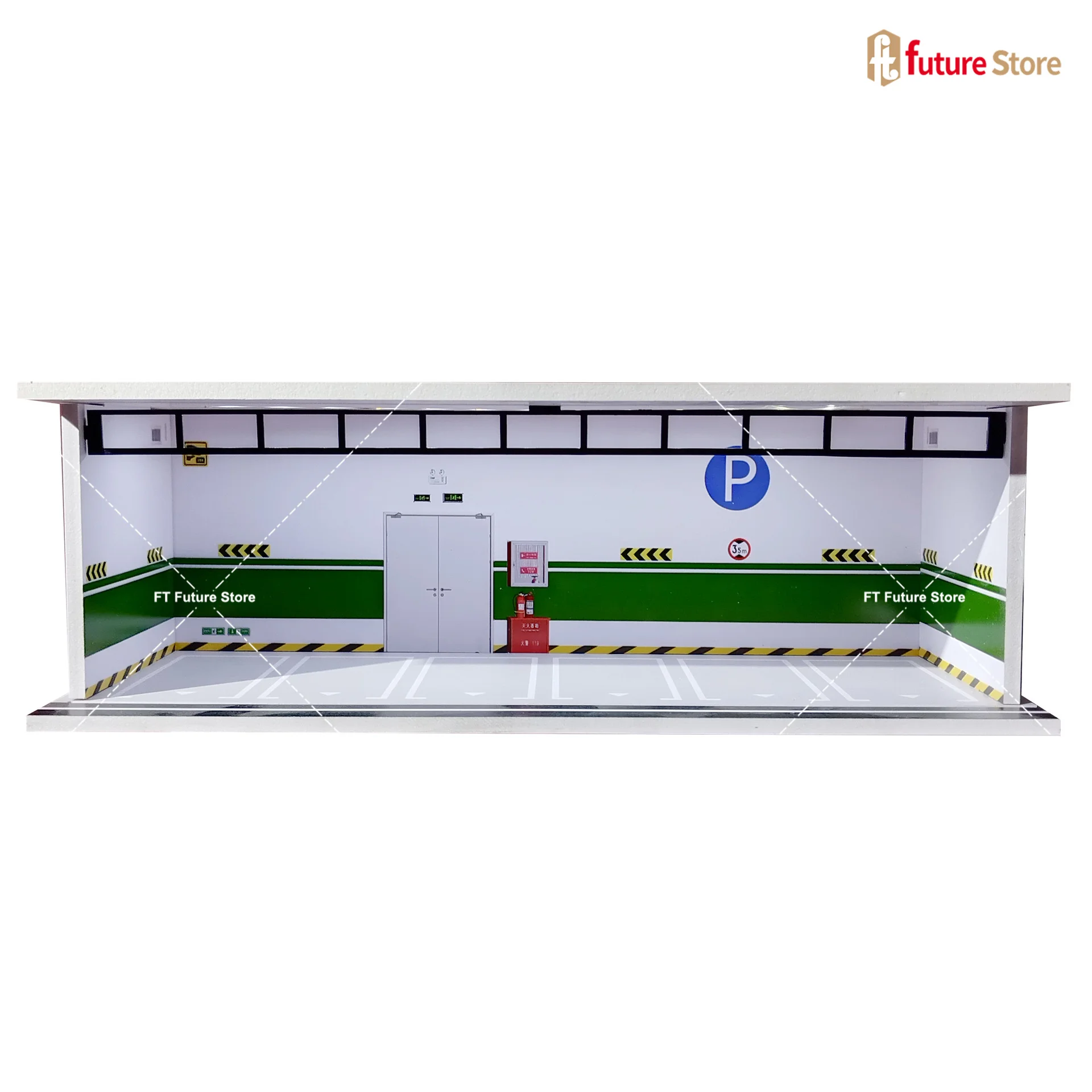 1/64 Schaal Garage Scène Model Verlichting Gemonteerd Parkeerplaats Diorama Parkeerplaats voor Miniaturen Figuur Auto's Display