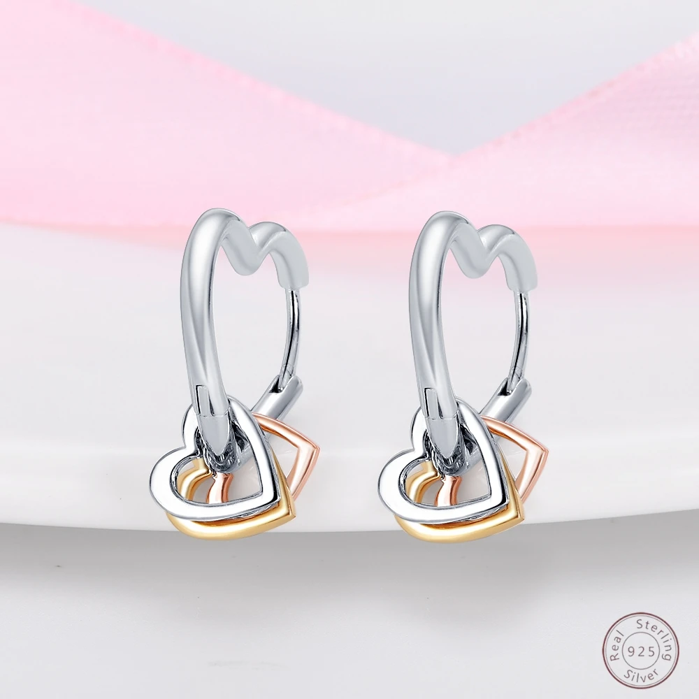 Boucles d'oreilles en argent Sterling 925, breloque Simple, amour, Zircon brillant, bijoux de mariage pour dames, cadeau