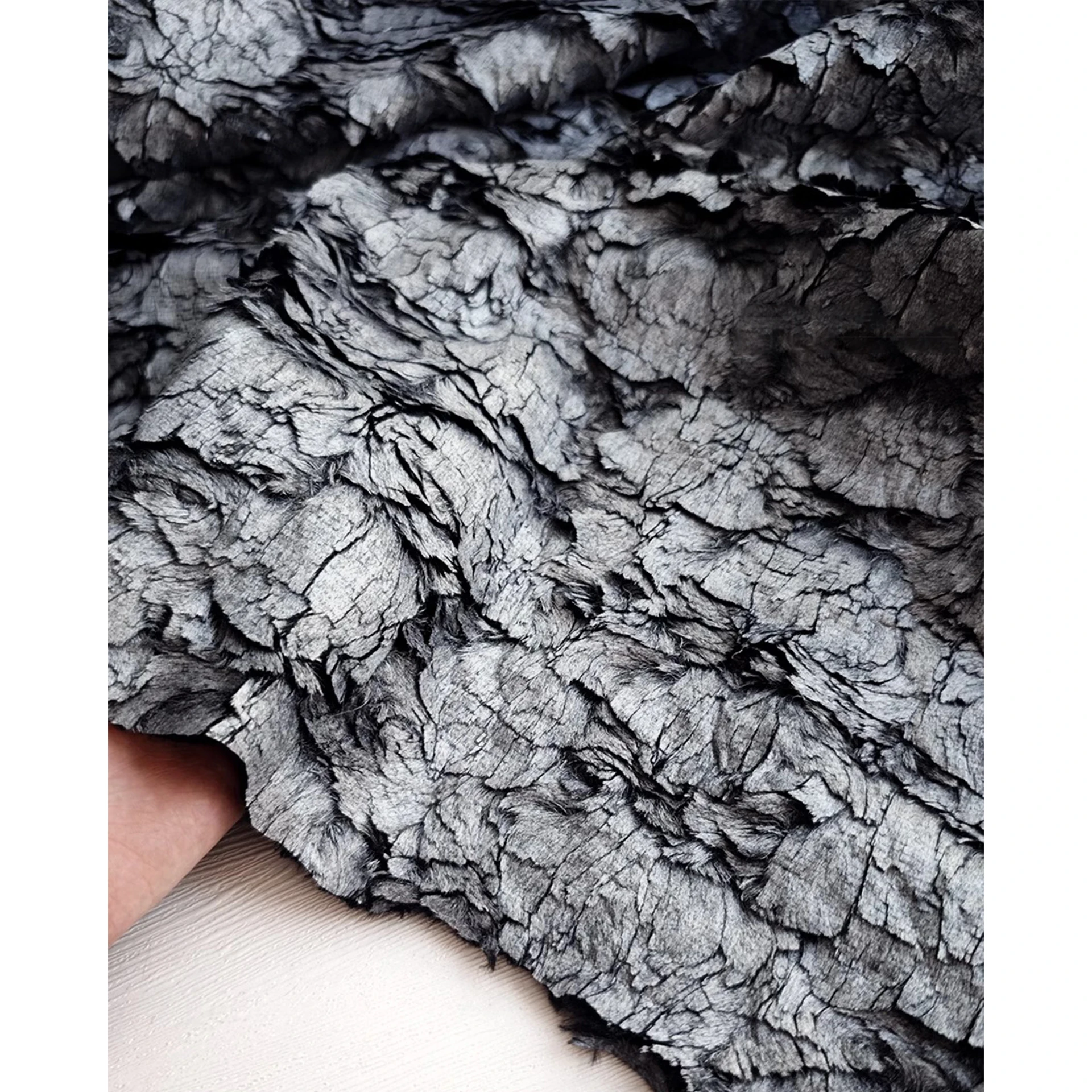 Silver crackle bronzing fur fabric Metallic coat shawl bag DIY plush designer fabric