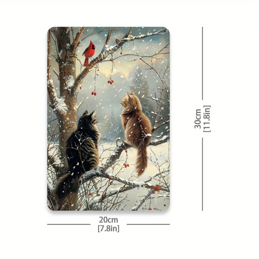 Vintage Bird Snow Scene Iron Sign Metal Plaque Rustic Wall Decor Man Cave Pub Bar Home Decorative Poster 8x12 Inch Easy Hang