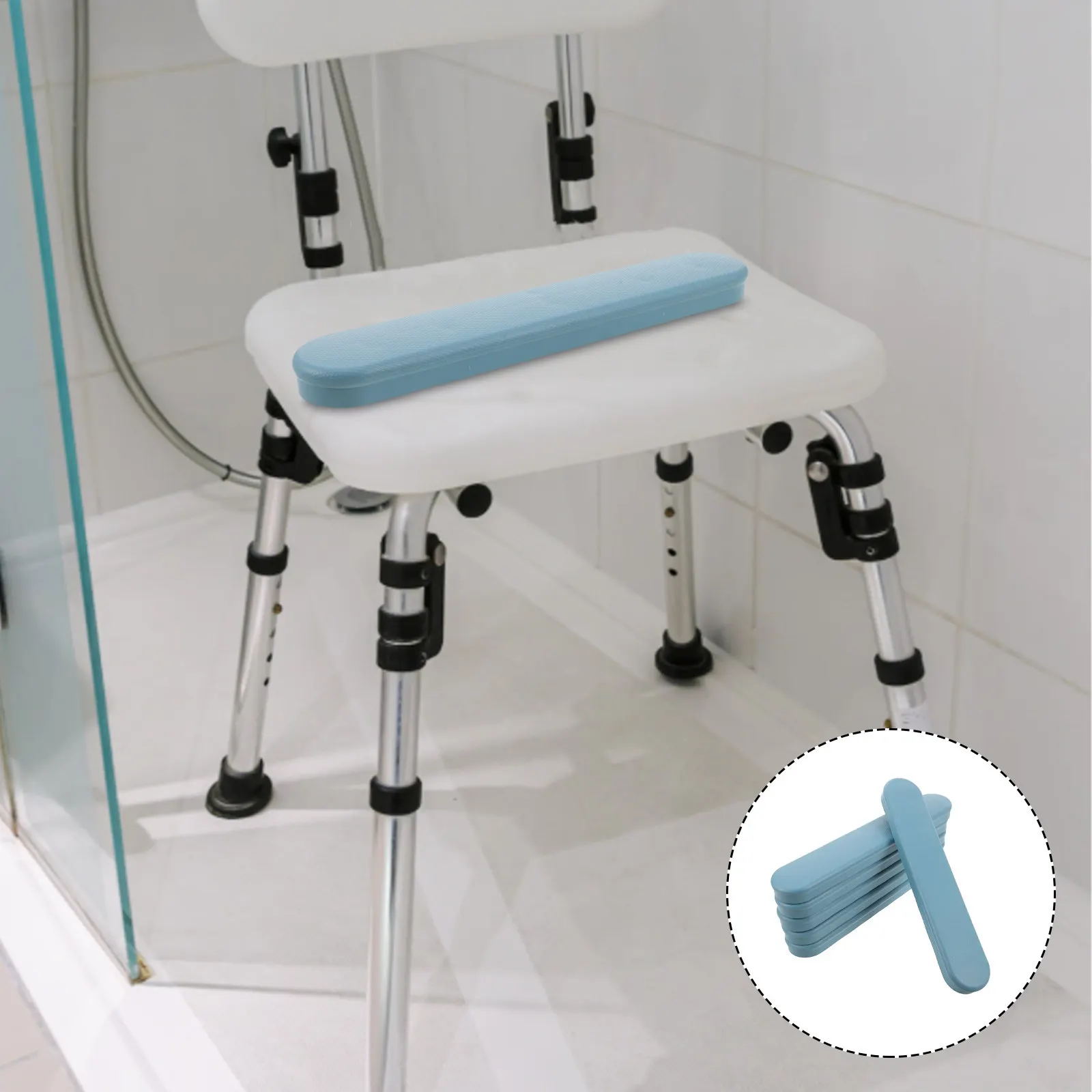 

3Pair Bedside Commode Chair Arm Pads Replacement Easy Clean Non Slip Plastic Armrest Caps for Portable Toilet Chair Home