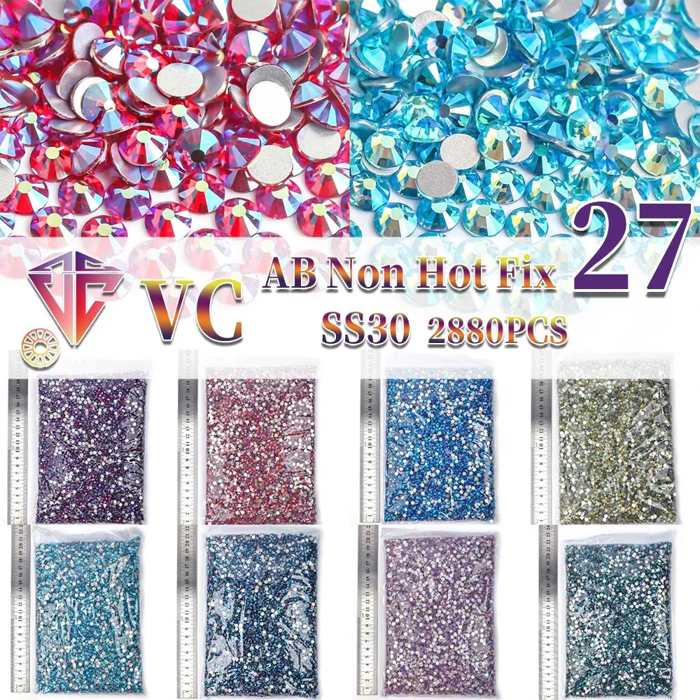 

VC 2880pcs SS30 Wholesale Crystal AB Flatback Glass Diamond Design Glitter Rhinestones For Manicure Nail Art Decoration