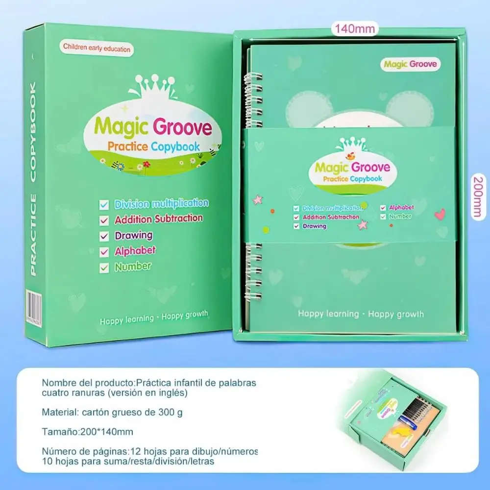 

3D Children's Handwriting Book Reusable Handwriting Arabic Calligraphy Book Pen Refills Groove Design Writing Exercise Book