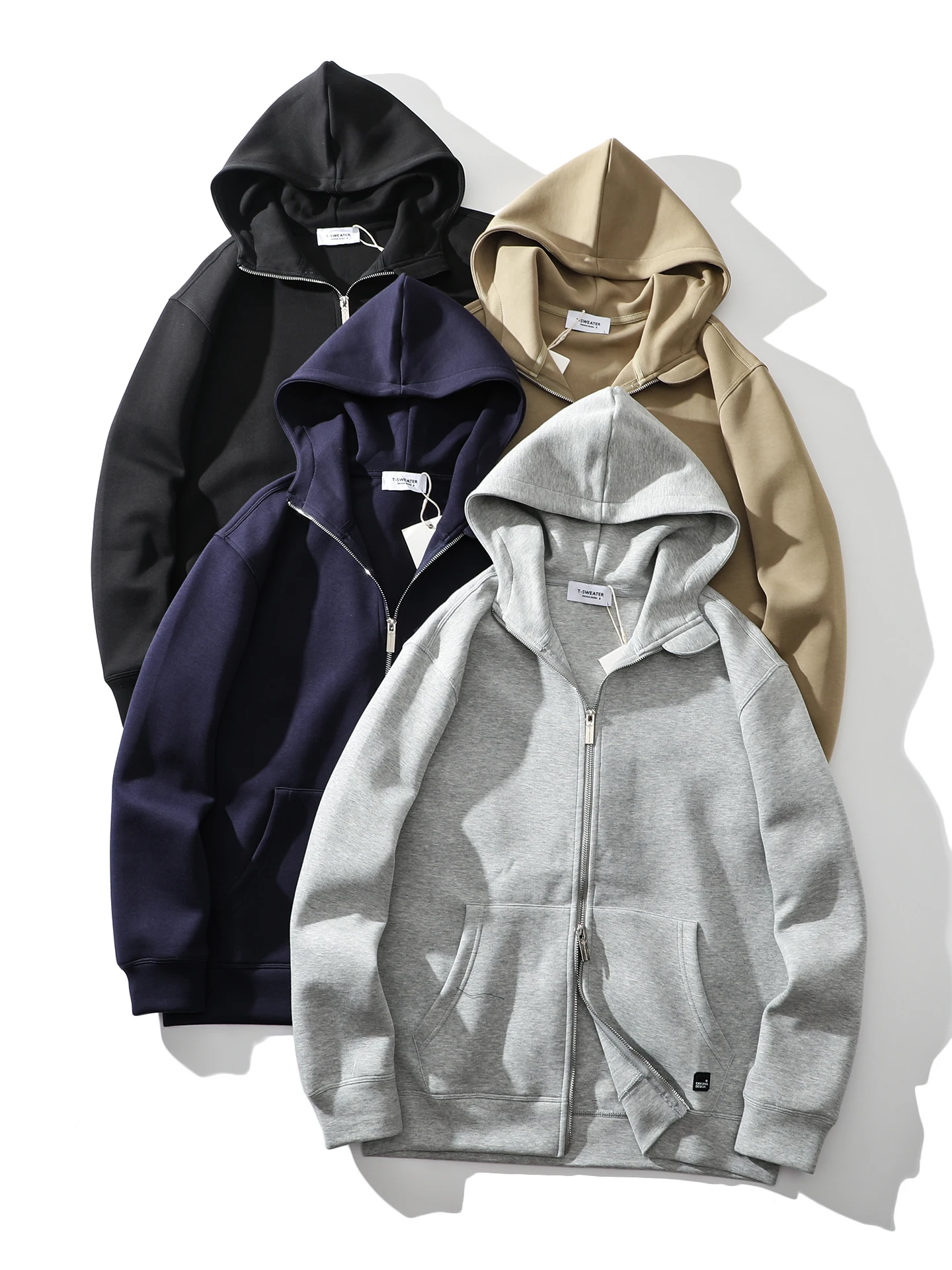 

Casual Hoodie Sweatirt Zipper Closure Dual Opening Breathable Cotton Polyester Blend Men's Autumn Wear Pure Color Versatile