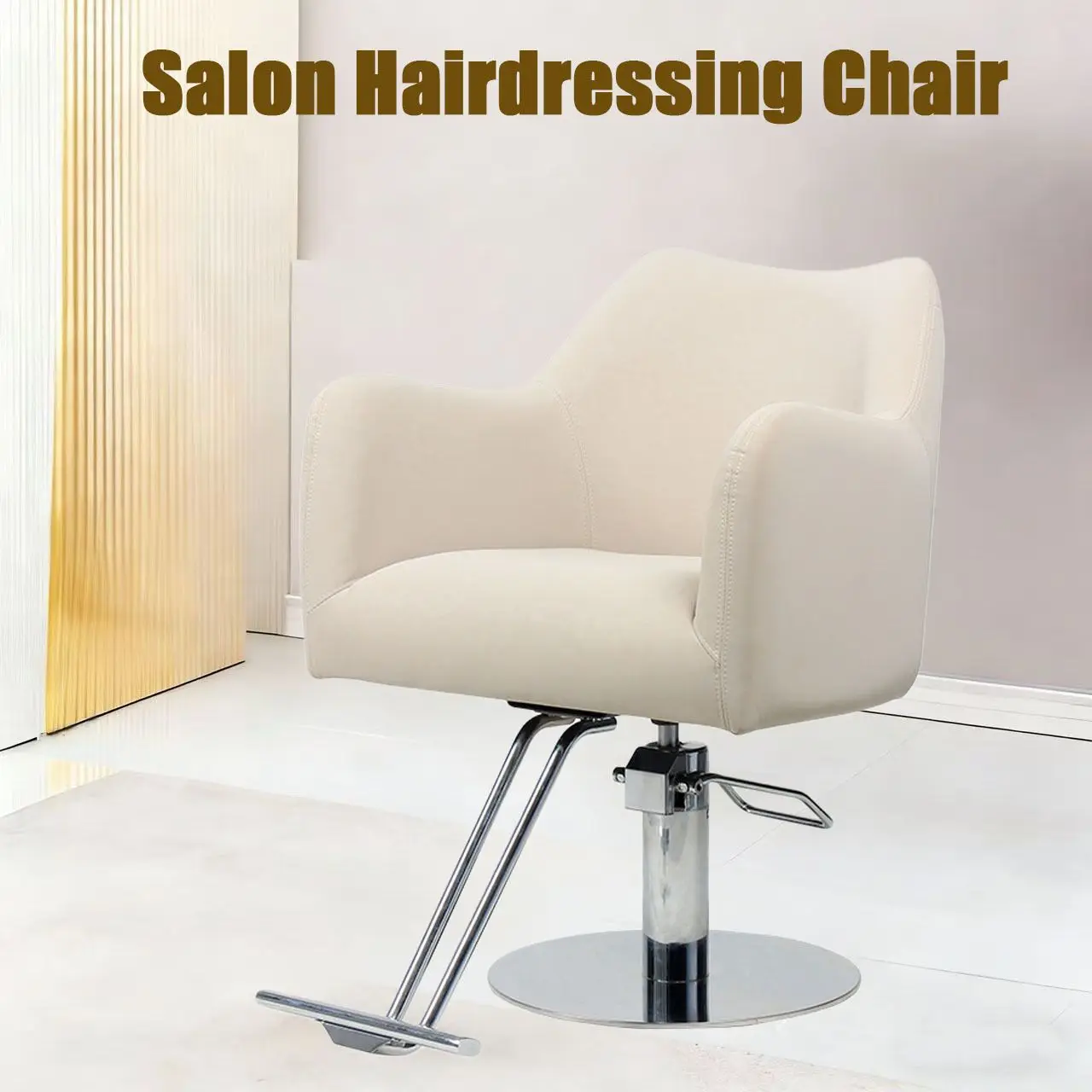 Height Adjustable Swivel Barber Chair, Salon Styling Chair for Haircut, Perm and Hair‑Dye