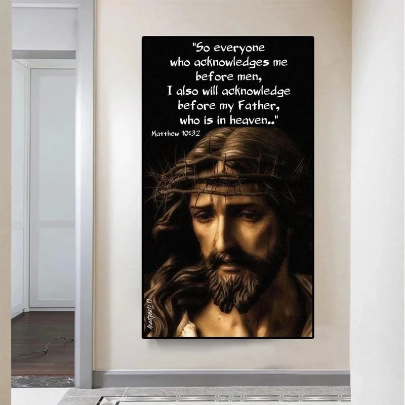 Figure Art Jesus Portrait with What He Said Poster Canvas Painting Wall Art Prints Picture for Living Room Modern Home Decor