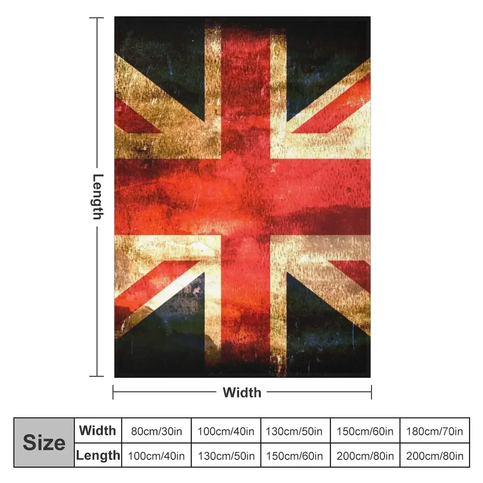 British UK Flag Grunge Vintage Throw Blanket couch cozy soft plush fuzzy picnic outdoor blanket