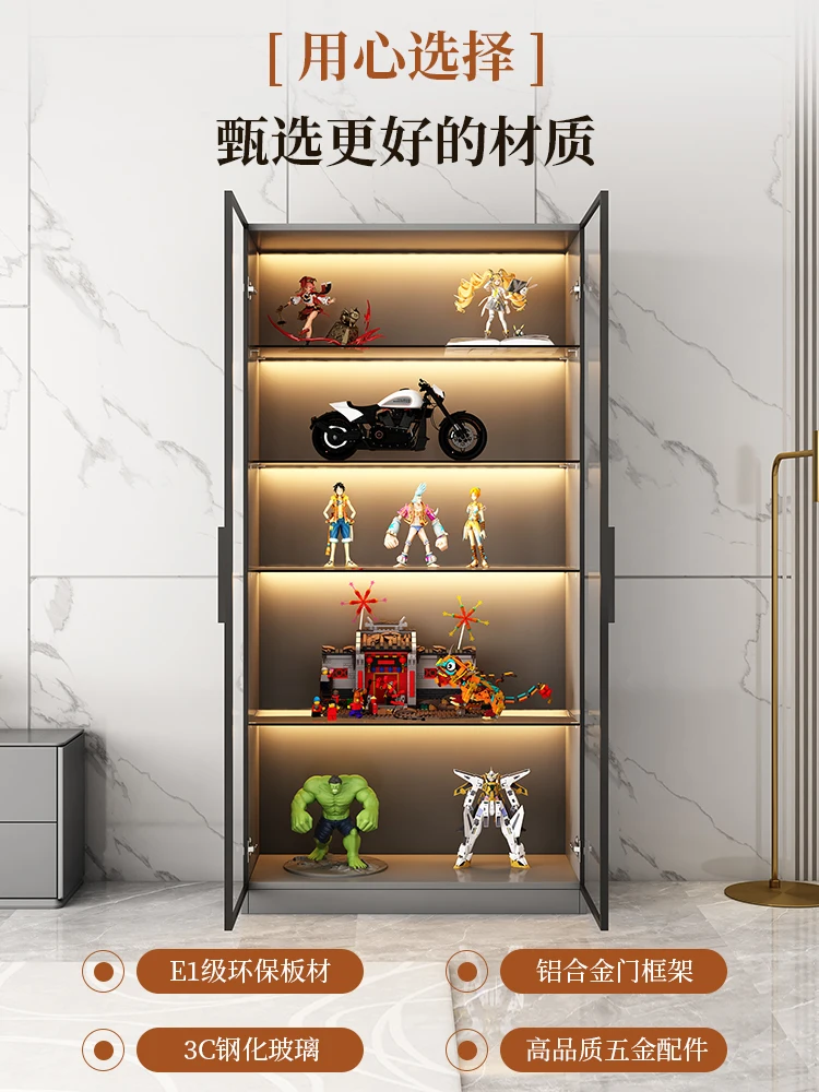 Glass door figure display cabinet display household living room blind box toy model ornament bookcase wine cabinet commercial