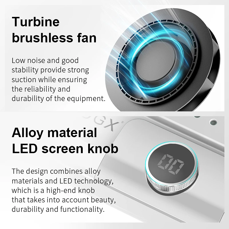 2026 LUGX 2024 New 48W Electric Brushless Nail Dust Collector Machine Professional Nail Vacuum Cleaner