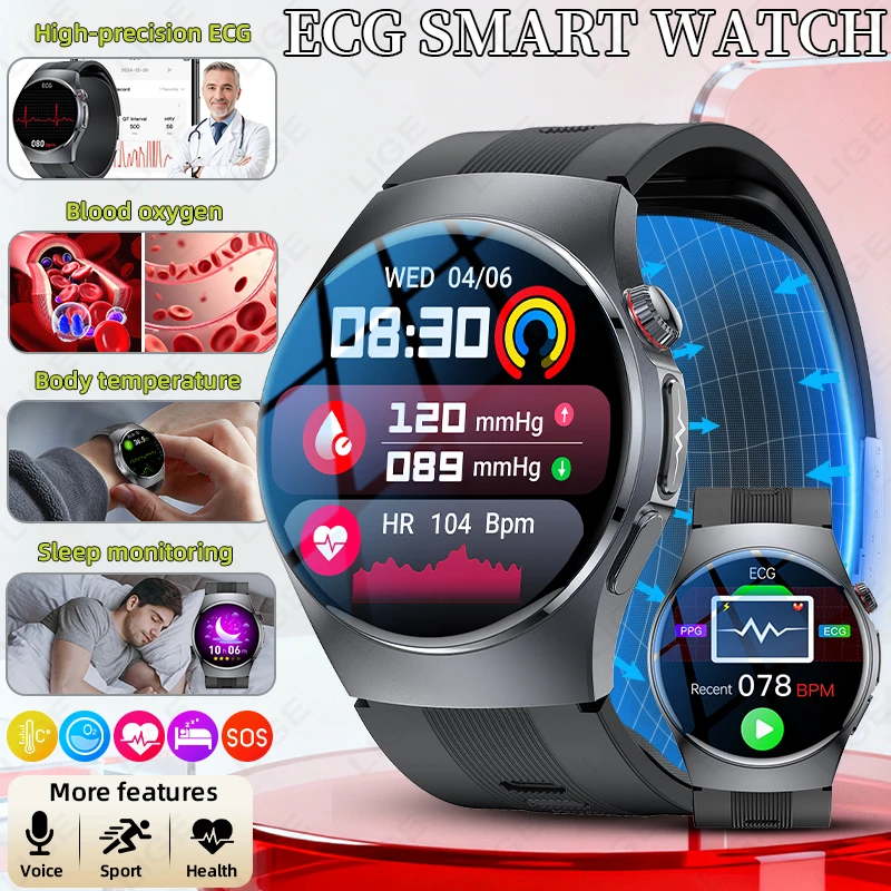 2026 New Airbag measurement SOS Smart Watch Men ECG Air Pump Blood Pressure Blood Oxygen BT Call NFC Smartwatch For Android iOS