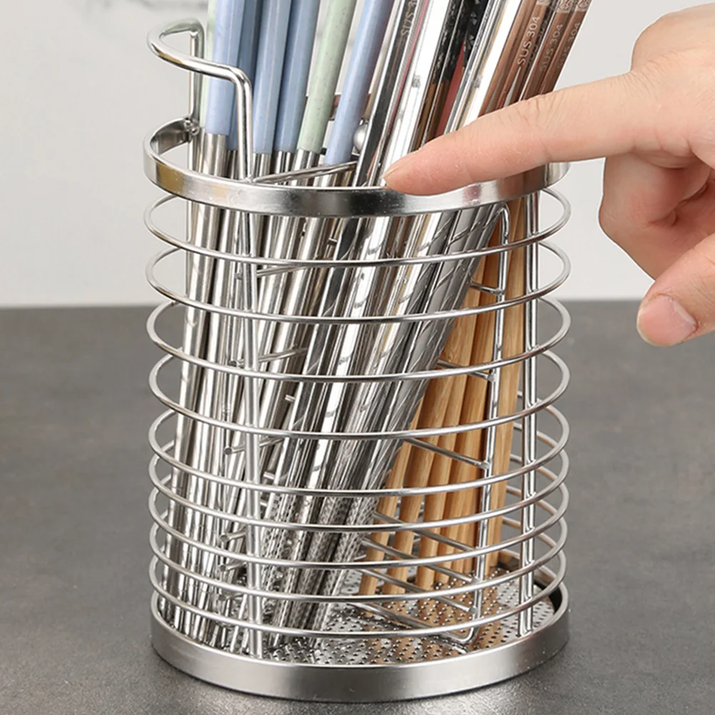 

Stainless Steel Chopstick Desktop Holder Rotating Draining Cutlery Spoon Utensil Organizer Kitchen Accessories
