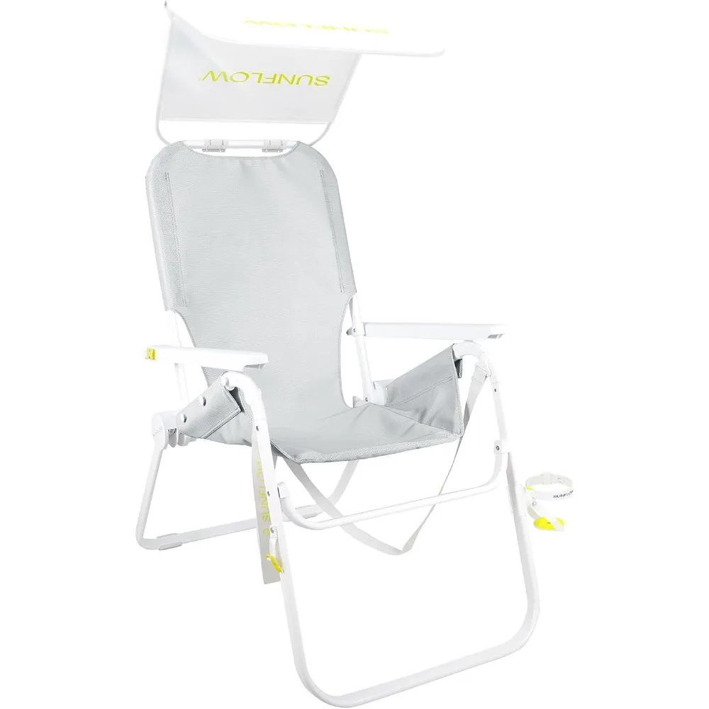 

The Tall Sand Dune Premium Beach Chair, Portable, Rust-Resistant, Adjustable Reclining Lounger with UPF 50+ Sun Shade and Drink