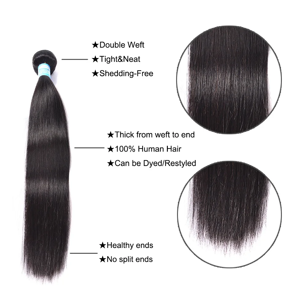 Bone Straight Human Hair Bundle Brazilian Human Hair 1/3 Bundle 12A Unprocessed Virgin Hair Remy Hair Extensions For Women