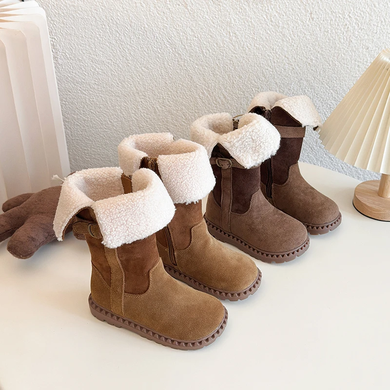 

Girl's snow boots new winter style; lined warm cotton boots long boots for girls