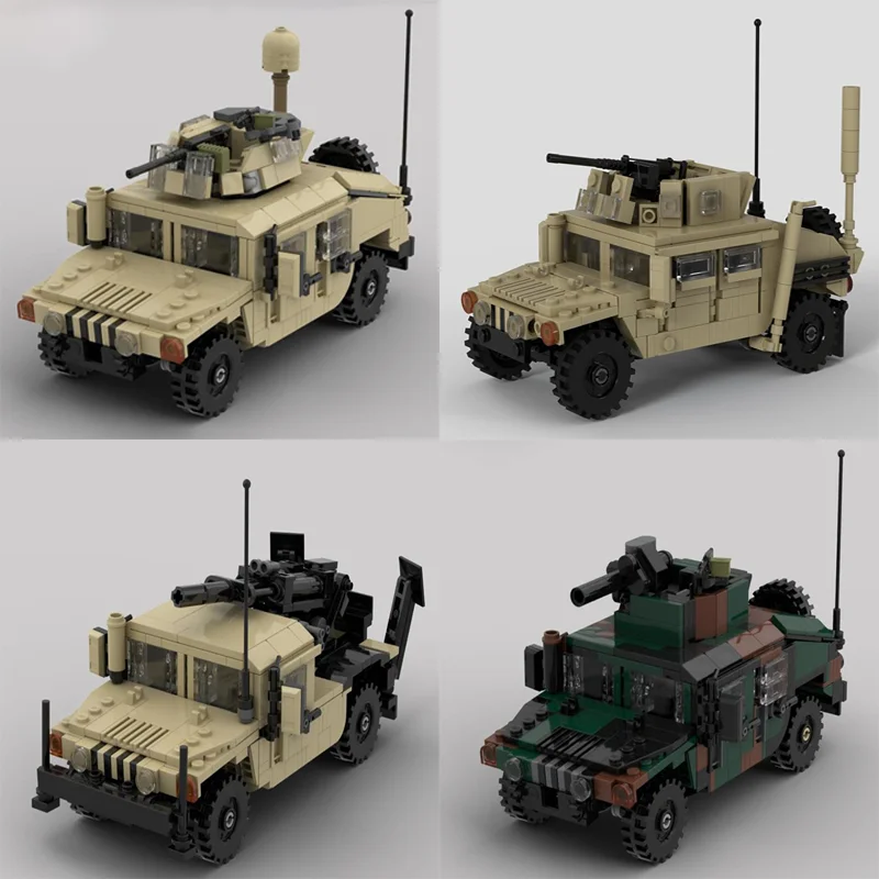 Image of MOC Militär-Serie M1151 Humvee Gepanzertes Fahrzeugmodell DIY Montage-Baustein-Spielzeug - Urlaubs- und Geburtstagsgeschenk