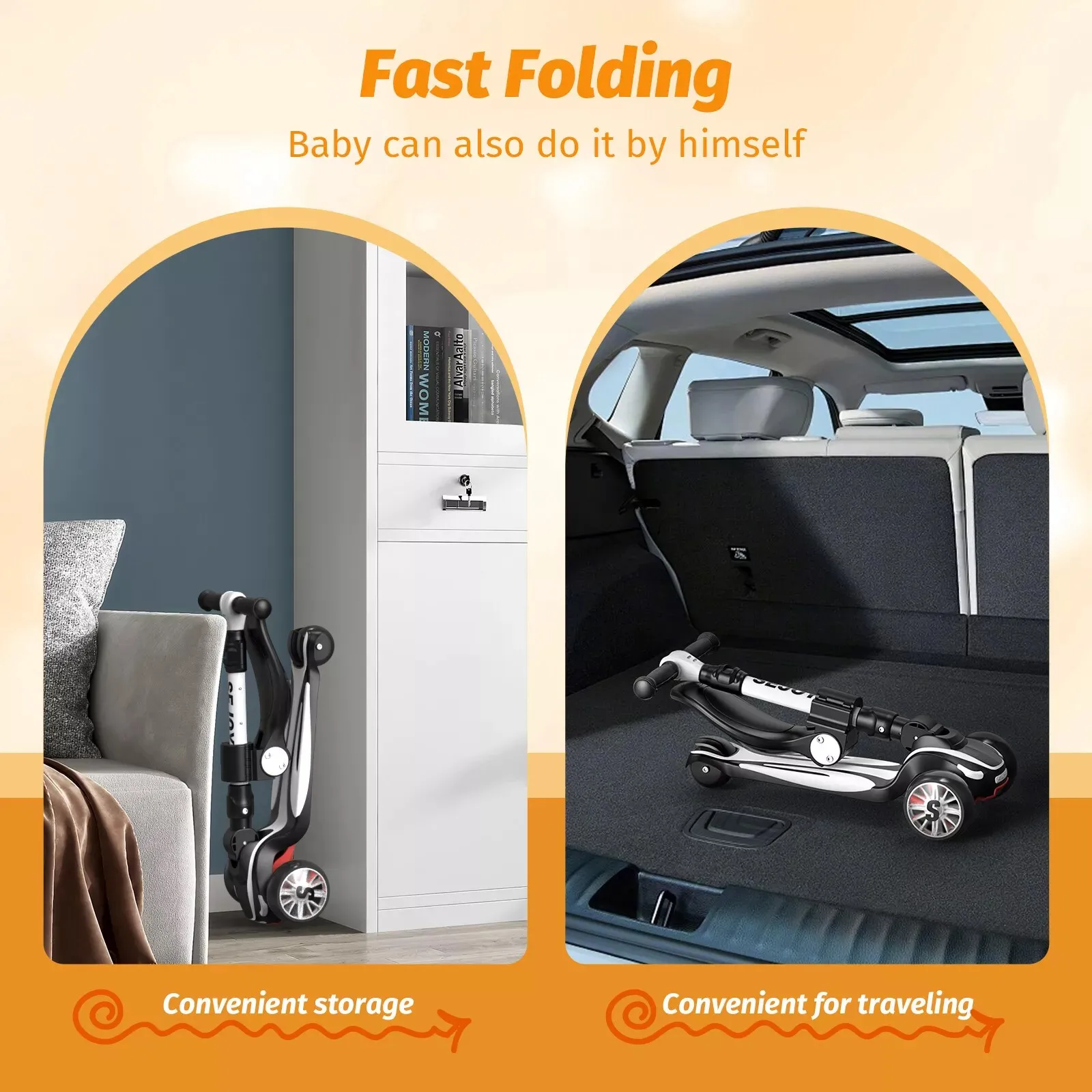 Sejoy-Trottinette pliable avec guidon réglable pour enfants, siège d'enfant, vélo d'extérieur, jouet pour tout-petit, recommandé