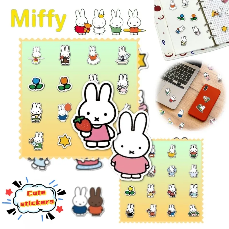 

Анимационные наклейки Miffy: милые мультяшные стикеры для студентов, для блокнотов и чемоданов, креативные двухмерные декоративные наклейки для творчества своими руками