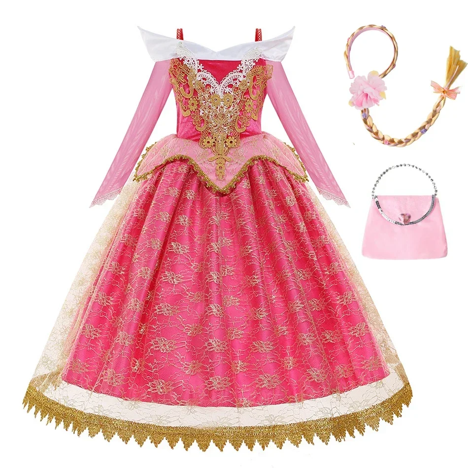 Vestido extravagante bela adormecida das meninas, Fantasia de princesa Halloween infantil, Festa Aurora vestir, Pageant Natal vestido de baile