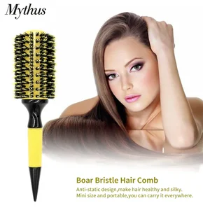 Profesional Kayu Bulat Sikat Rambut 6 Ukuran Boar Bulu Campuran Nilon Salon Wanita Rambut Styling Alat Kuning Brasil Rambut Atlet Curling Putra 8 sisir bulat penjualan terbaik - №