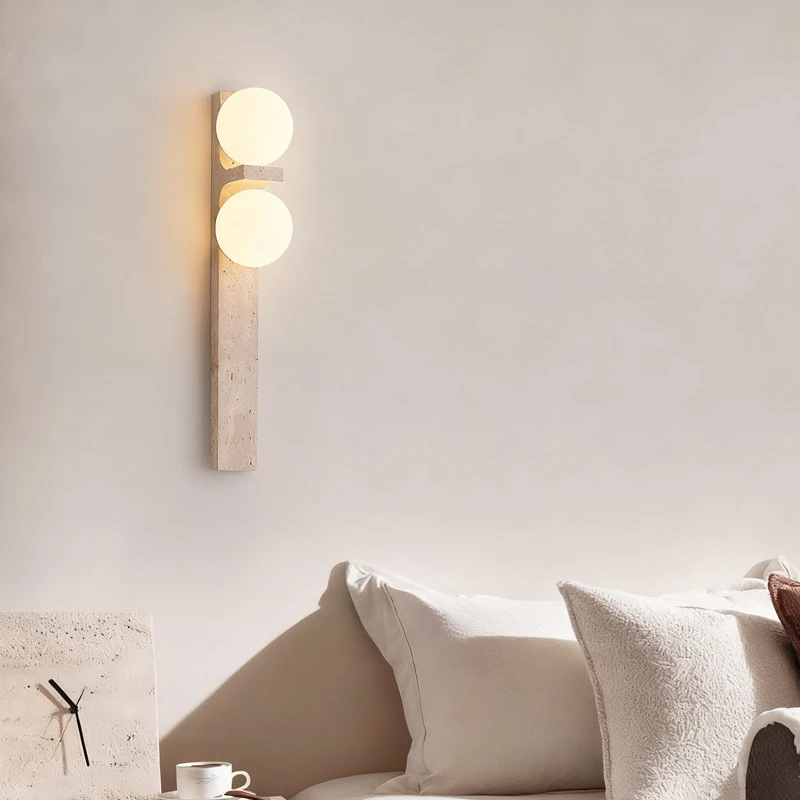 وابي سابي نمط الدرج الأصفر الترافرتين الجدار ضوء غرفة نوم ممر الممر الزجاج الجدار مصباح #3