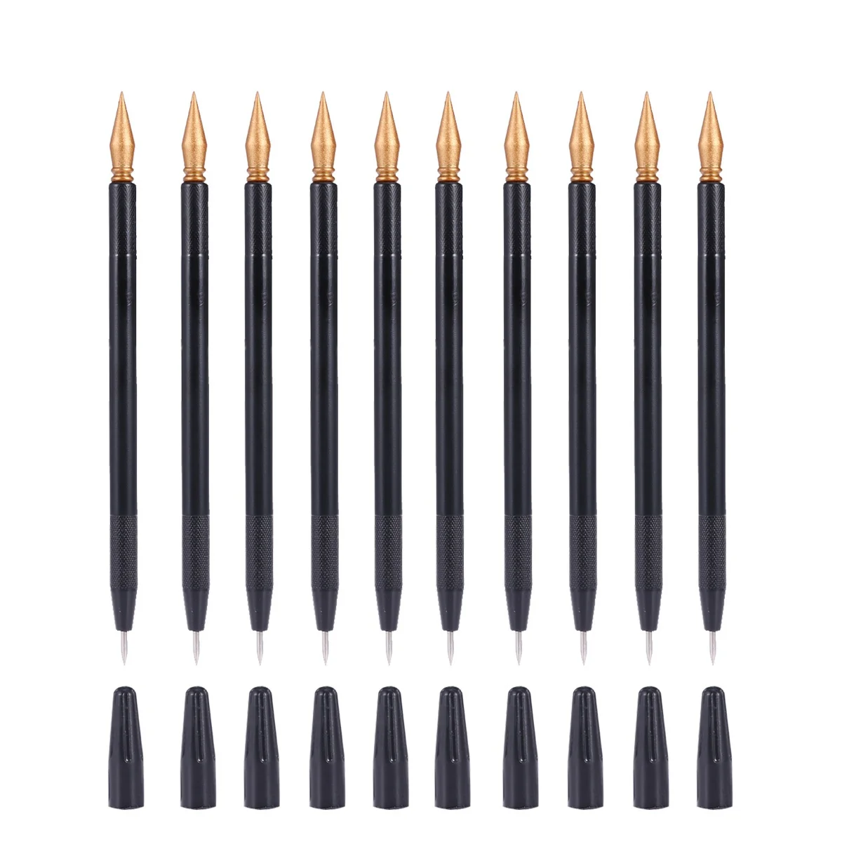 Stylo Expert édition incurvée, poignée lisse, double pointe pour coloration des rayures, capuchon de protection artistique inclus, stylet en papier à gratter, 10 pièces