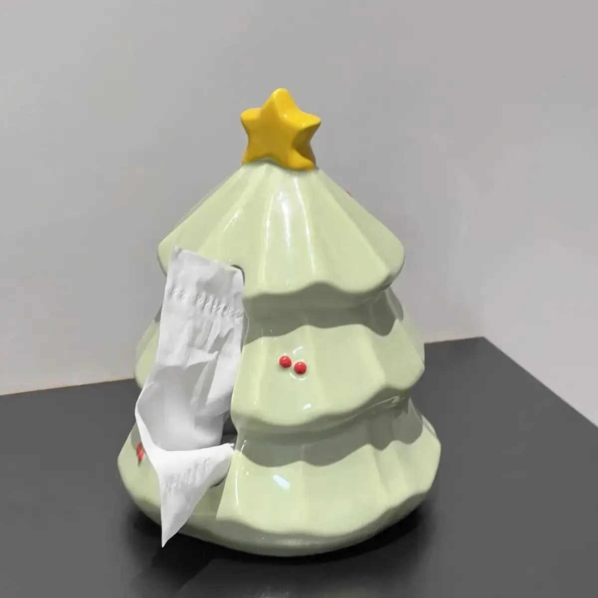 Ceramic Christmas Tree Tissue Box Desktop High Value Cute Napkin Holder for Living Room Holiday Home Decor