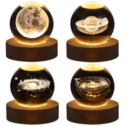 Crystal Ball Night Lights Glowing Planet Galaxy Astronaut 3D Moon Table Lamp USB Atmosphere Lamp Tabletop Decorations Kid Gifts