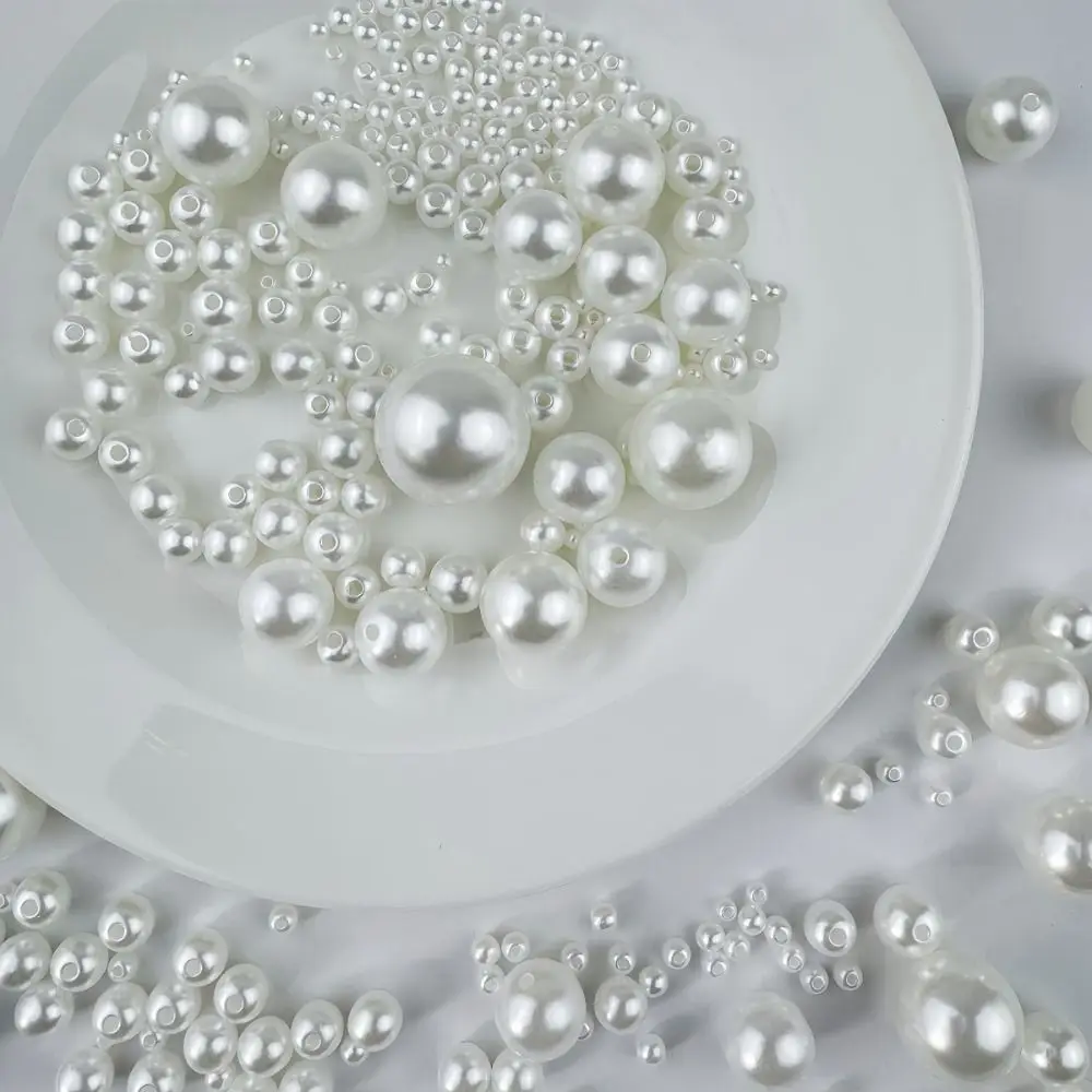 20-300Pcs White 3-14mm Imitation Pearls High Gloss Round Shape ABS Pearl Beads With Hole Craft Pearl Beads DIY Jewelry Making