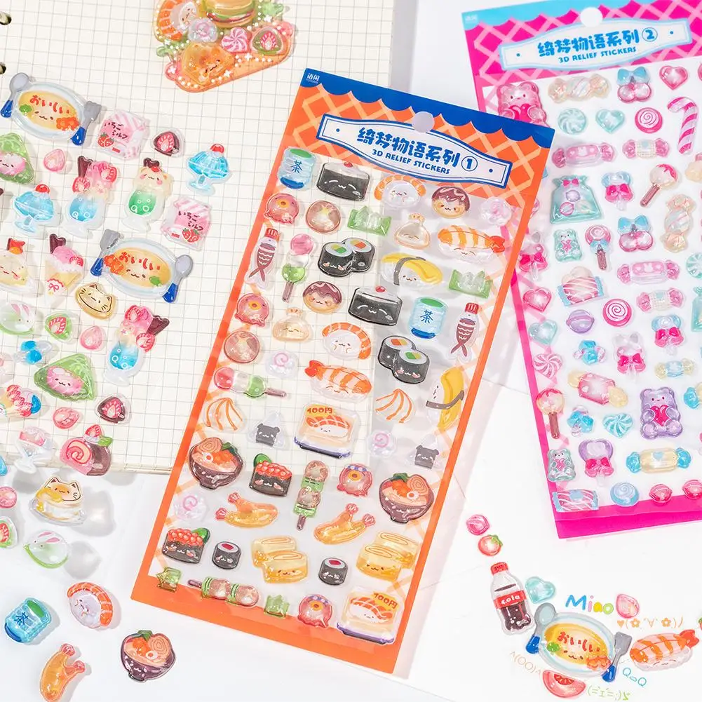 

Милые 3D-наклейки Sweet Sugar Party из ПВХ для телефонов, игрушек и декора, забавные рельефные стикеры для детей