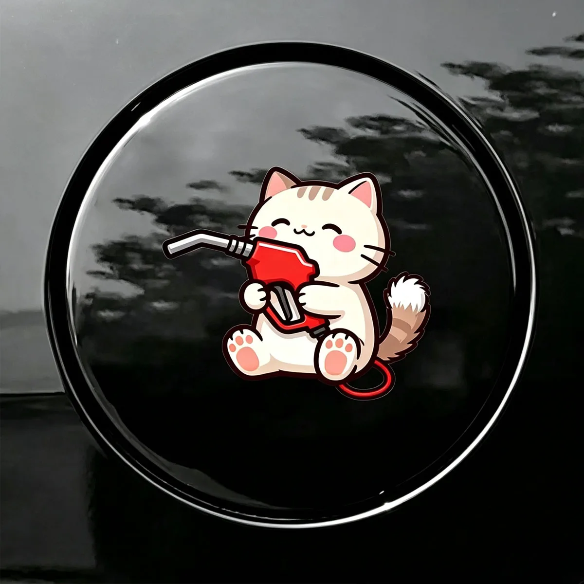 Cute Lucky Cat Fuel Tank Gas Cap Waterproof Vinyl Stickers Durable Outdoor Decals for Car Motorcycle Decor Accessories