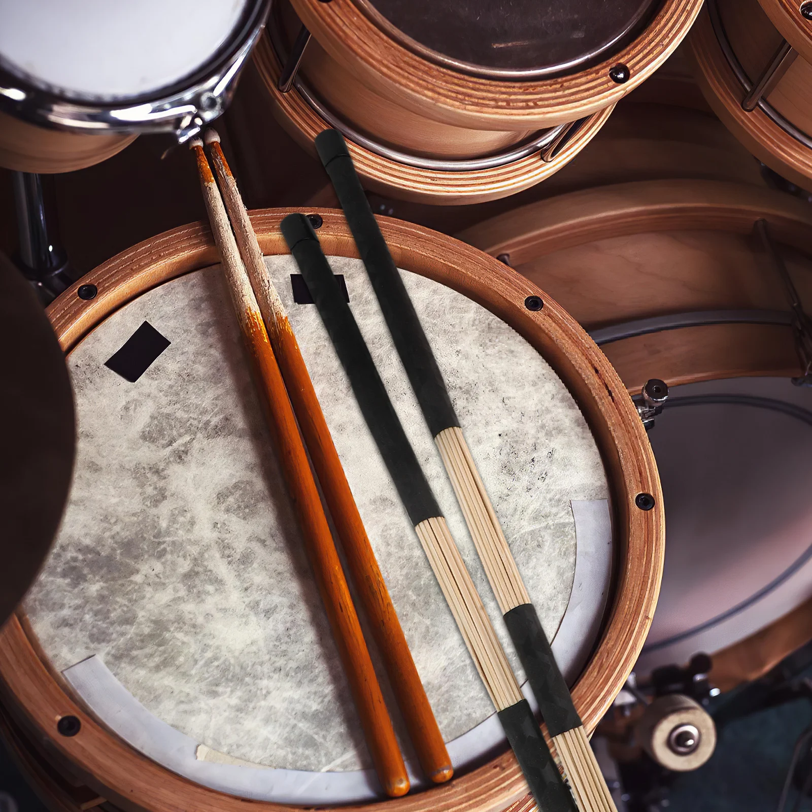 

2Pairs Drum Brushes Jazz Drumsticks Rubber Handle Rich Tone Acoustic Drumsticks Practice Drum Percussion Accessories