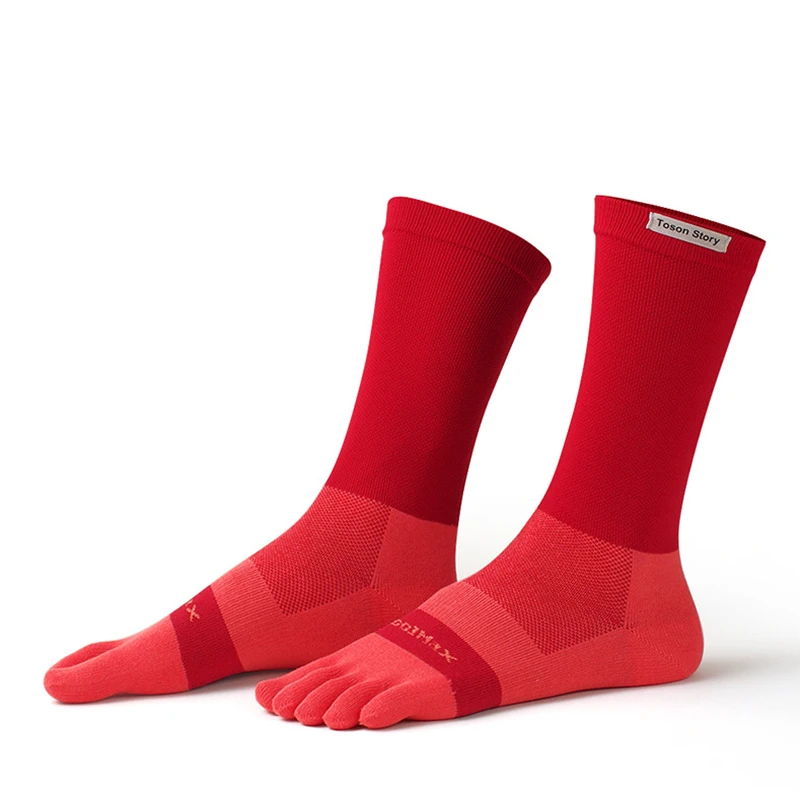 Calcetines deportivos de cinco dedos para hombre, medias largas de secado rápido, absorbentes del sudor, resistentes al olor, para correr, invierno, 2024