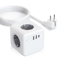 USB Fast Charger EU Plug Power Strip with USB and Type C ports, Desktop Electrical Outlet, 4 Power Sockets, 1.4m cable for home