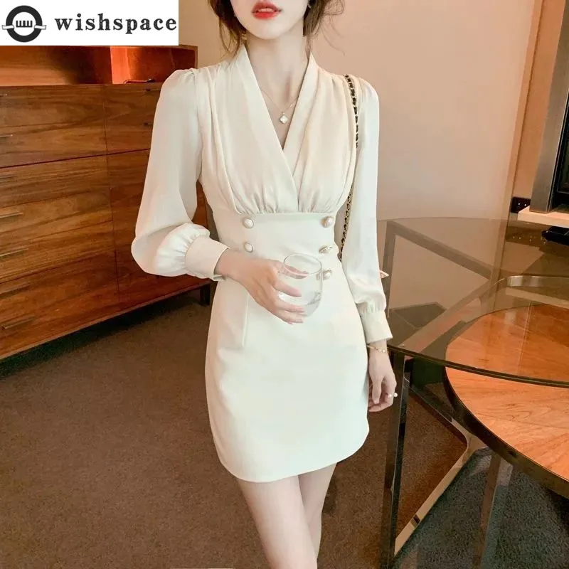 

Spring and Autumn New French Niche High-end Light Ol Dress Temperament Slim Fit Long Sleeved Hip Hugging Skirt