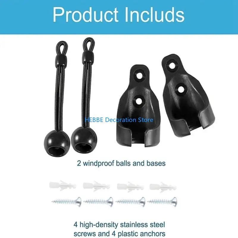 B0KC Universal Replacement Shade Bungee for Exterior Cordless Outdoor/Indoor Roller Shades Blinds (Black)