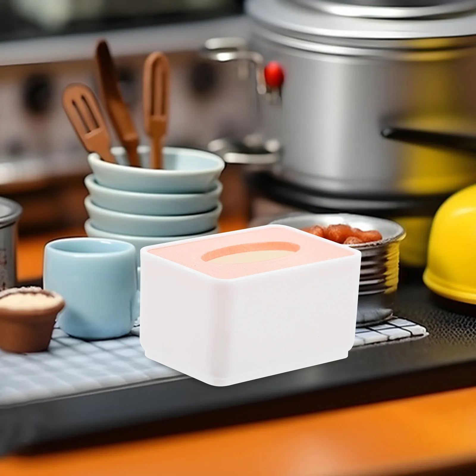 

2Pcs Miniature Tissue Box Decorative Paper Towel Holder for Dollhouse Kitchen Living Room Micro Scale Home Interior Accessory