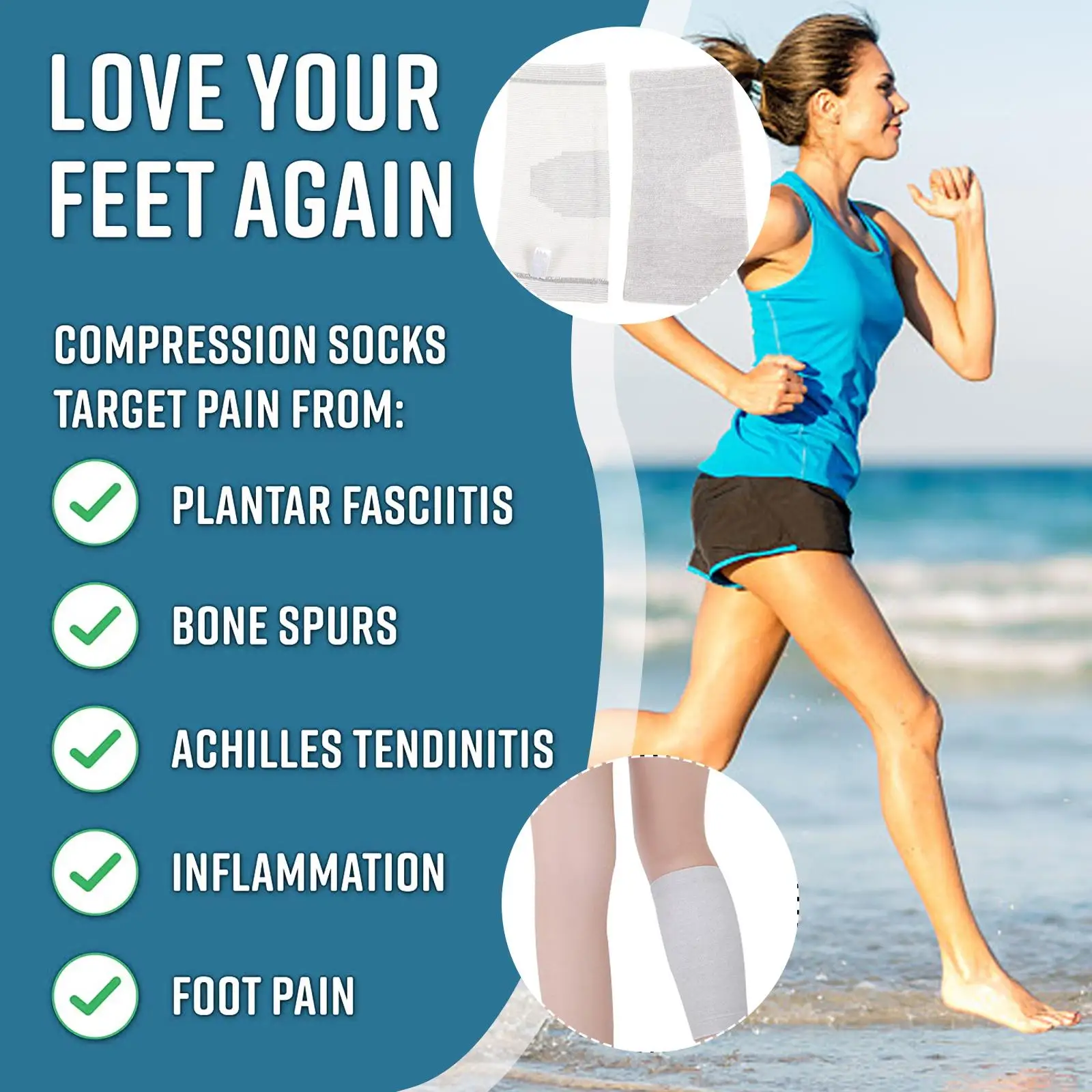 

1Pair Ankle Brace Compression Sleeves, Ankle Wrap Support, Compression Socks for Sprain, Swelling, Plantar Fasciitis, Tobil F0R6