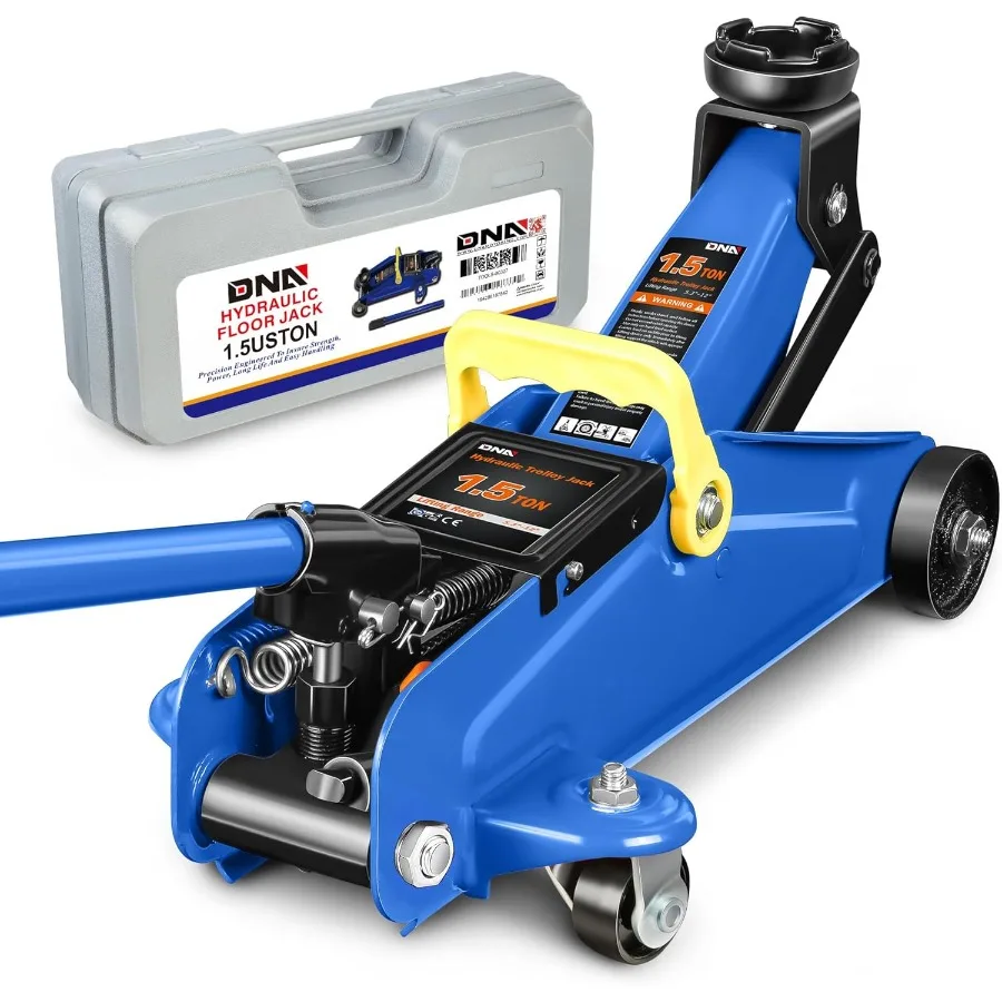 

Low Profile Hydraulic Trolley Service Floor Jack with 1.5 Ton 3000 lbs Capacity and 5.312 Lifting Range Ideal for Automotive Re