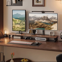Walnut Monitor Stand Riser Solid Wood Computer Screen Holder Desktop Organizer Shelf for Laptop Space-Saving Desk Accessory