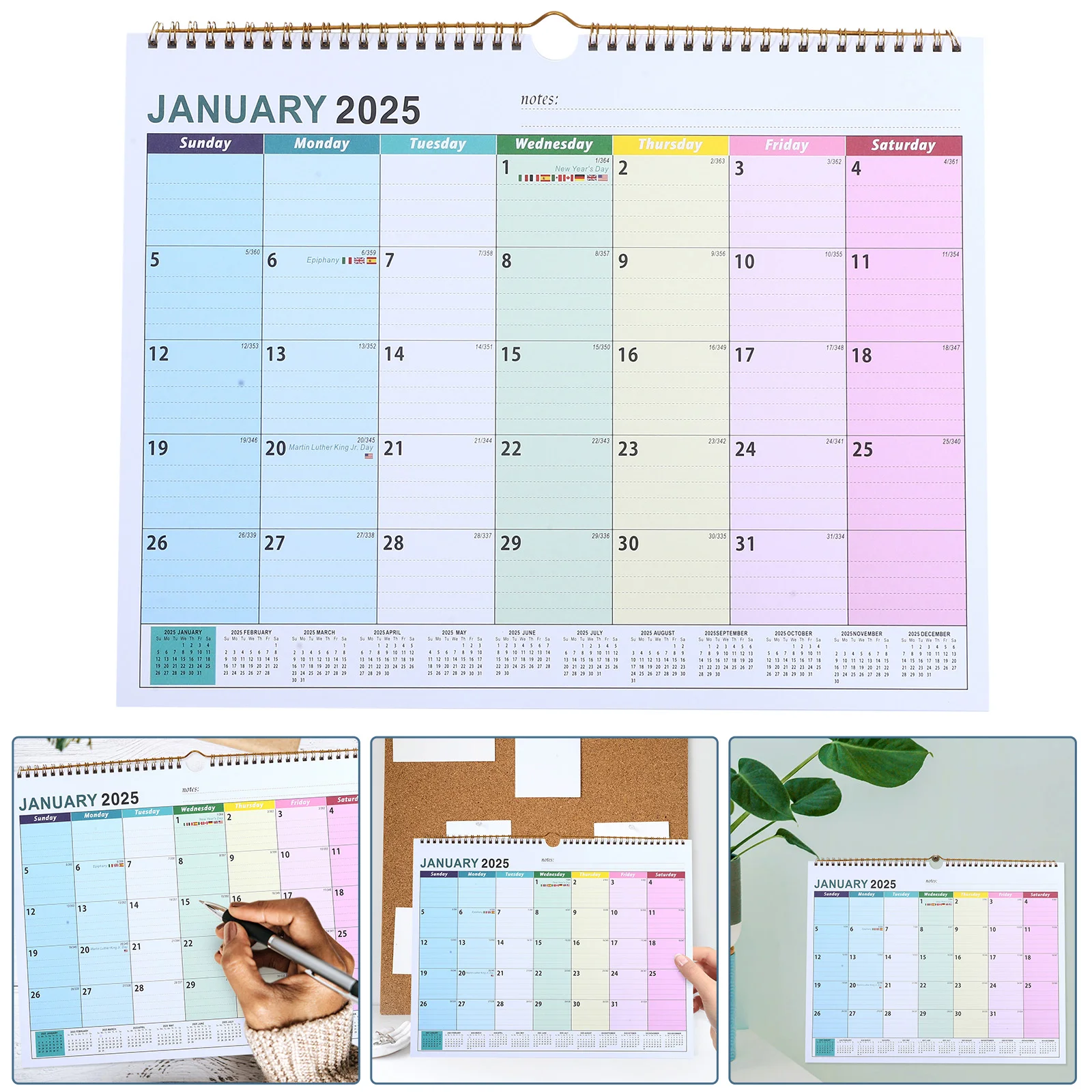 

2025 Wall Calendar Household Daily Desktop Number Appointment Iron Hanging 2025-2026 Child