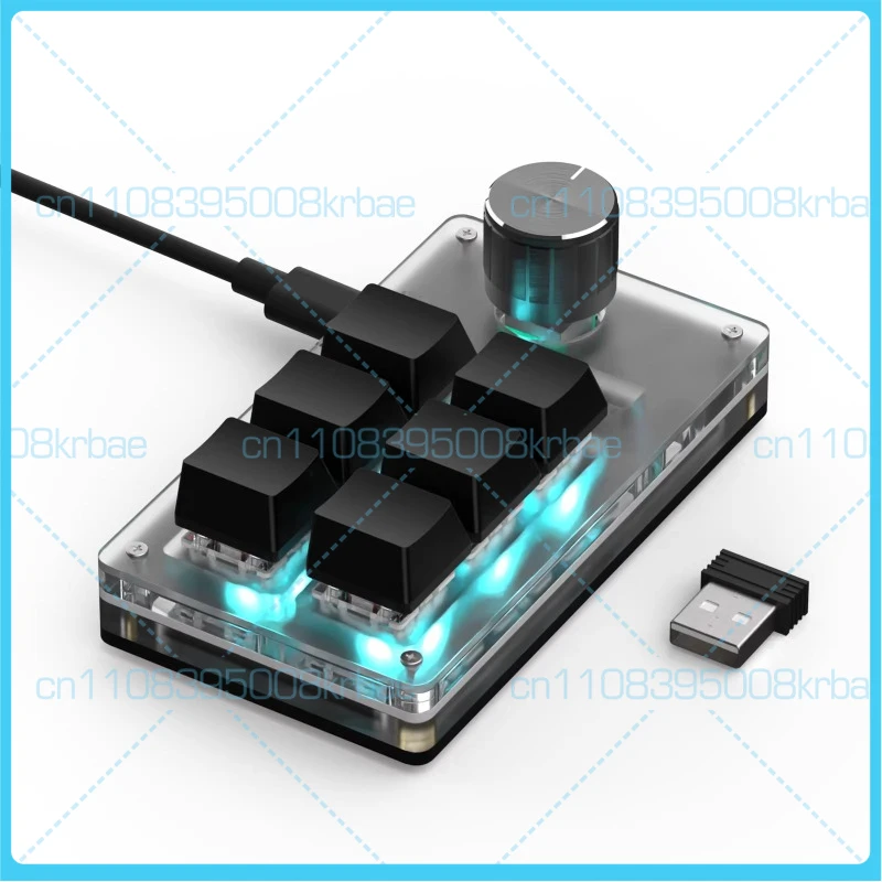 

Беспроводная Bluetooth-клавиатура с 3 режимами работы, миниатюрная механическая, акриловая, настраиваемая, 6-клавишный программируемый контроллер-клавиатура