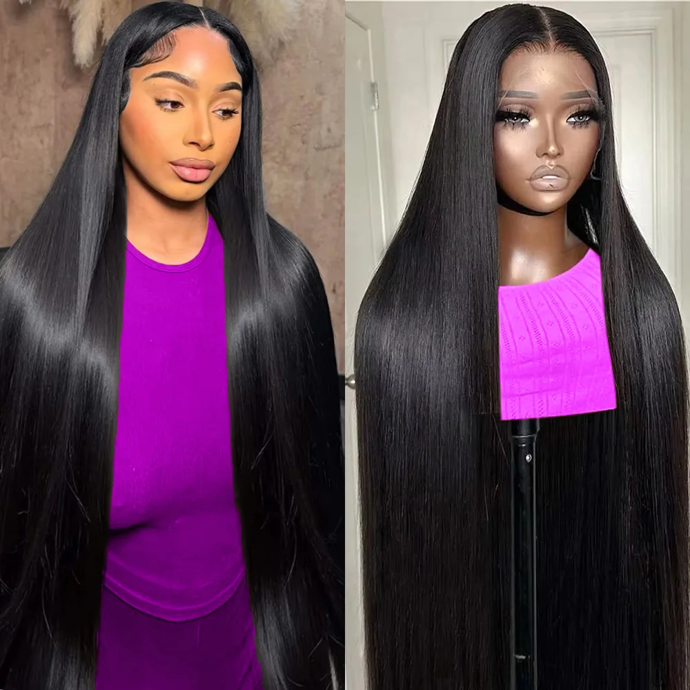 13x6 مستقيم الدانتيل شعر مستعار أمامي 360 الدانتيل الباروكة الأمامية HD الدانتيل الشفاف الباروكات للنساء شعر الإنسان 5x5 إغلاق شعر مستعار البرازيلي 38 بوصة