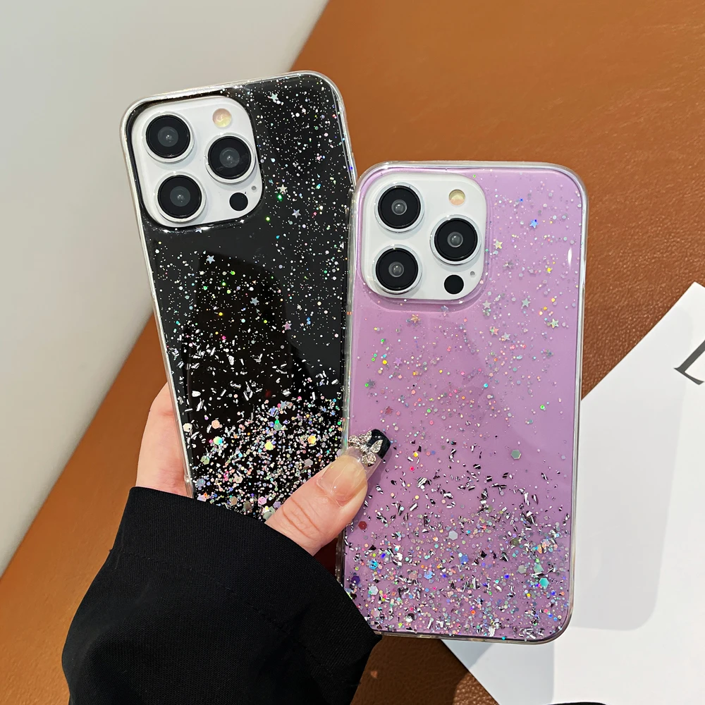 For Huawei P50 Pro Case Luxury Glitter Bling Stars Soft Silicone Cover For Huawei P40 Lite P30 Pro P Smart 2021 Honor 50 Nova 8