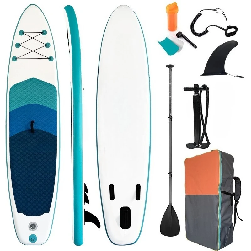 

inflatable stand-up paddleboard with an ergonomic design, offering a comfortable experience for recreational water sports