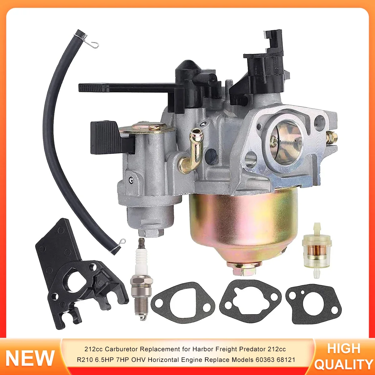 Замена карбюратора 212cc для Harbour Freight Predator 212cc R210 6,5 л.с. 7 л.с. OHV, горизонтальный двигатель, замена моделей 60363 68121
